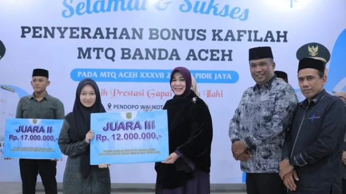 Sabet Juara 2 MTQ Provinsi Aceh, Pemko Banda Aceh Gelontorkan Bonus untuk Kafilah