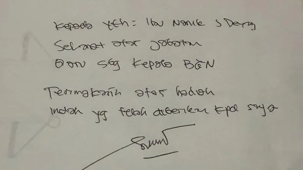 Usai Ditahan Kejagung Sony Sandjaya Unggah Tulisan Tangan untuk Kepala BGN Nanik S Deyang