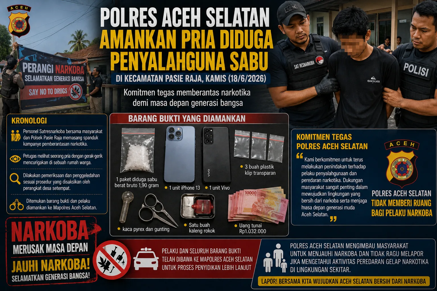 Satresnarkoba Polres Aceh Selatan Tangkap Pria Berinisial AA Terkait Dugaan Kasus Narkotika